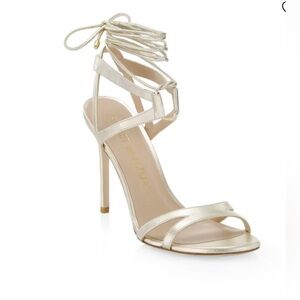 Stuart Weitzman Soiree Metallic Leather Lace Up Sandals